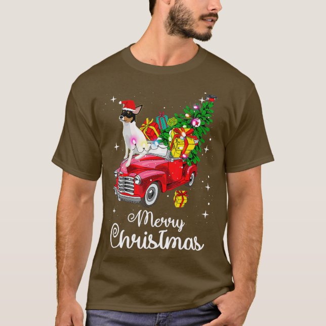 Camiseta Navidades Pajama de Toy Fox Terrier Ride Red Truck (Anverso)
