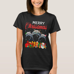 Camiseta Navidades Pajama Delphin Lover Xmas Tree Enciende