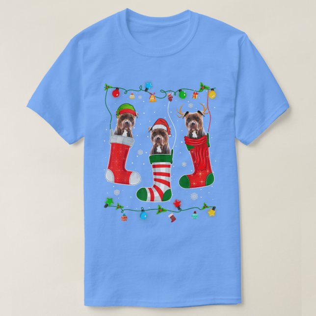 Camiseta Navidades Pajama Enciende A Pitbull Perro Perro Pe (Diseño del anverso)