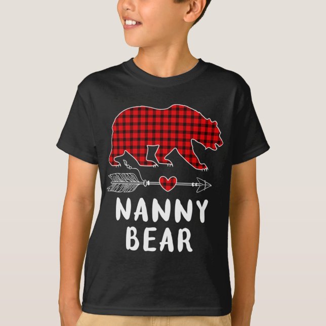 Camiseta Navidades Pajama Family Arrow Nanny Bear Red Plaid (Anverso)