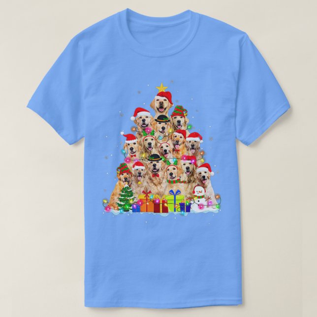 Camiseta Navidades Pajama Golden Retriever Tree Xmas Gift D (Diseño del anverso)