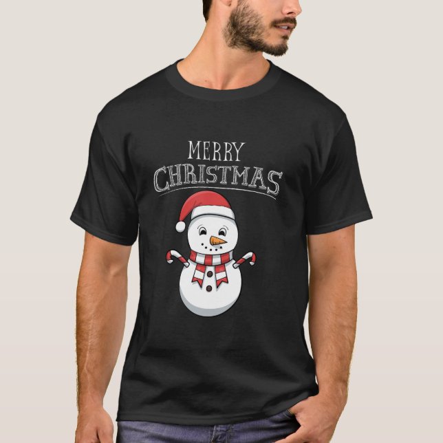 Camiseta Navidades Pajama graciosos Snowman Cute Santa Men (Anverso)