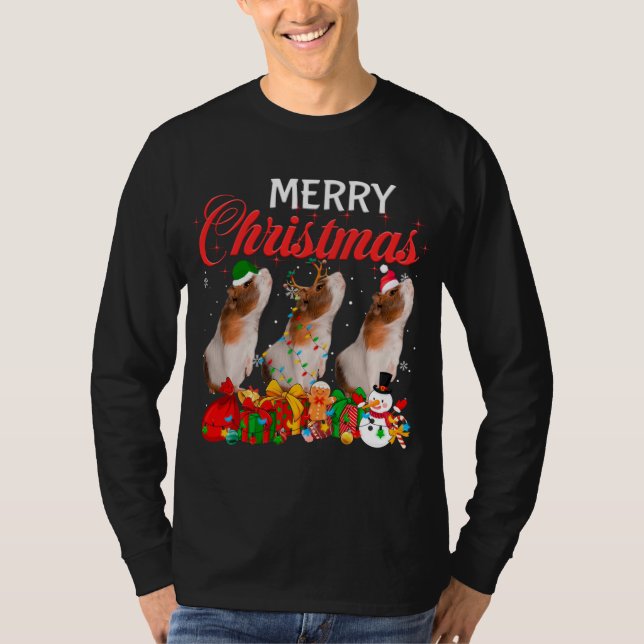 Camiseta Navidades Pajama Guinea Lover Xmas Tree Lights (Anverso)