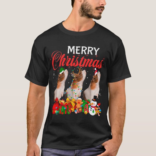 Camiseta Navidades Pajama Guinea Lover Xmas Tree Lights (Anverso)