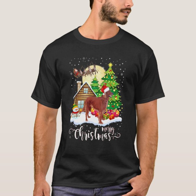 Camiseta Navidades Pajama Irish Setter Tree Xmas Perro Dad  (Anverso)