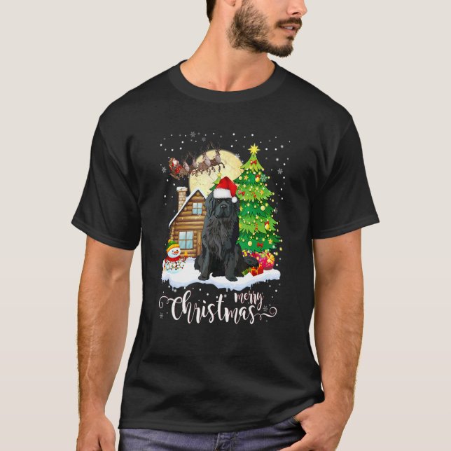 Camiseta Navidades Pajama Newfoundland Tree Xmas Dog Dad Mo (Anverso)