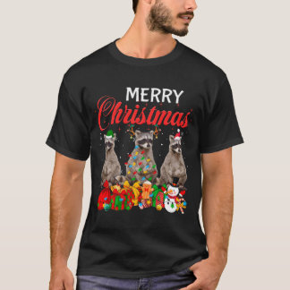 Camiseta Navidades Pajama Raccoon Lover Xmas Tree Ilumina Y