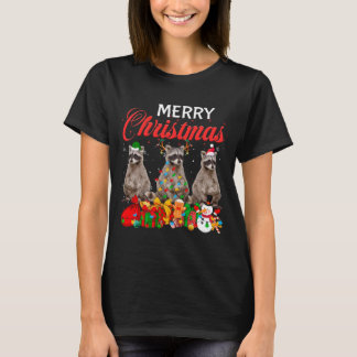 Camiseta Navidades Pajama Raccoon Lover Xmas Tree Ilumina Y