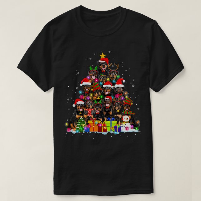 Camiseta Navidades Pajama Rottweiler Tree Xmas Regalos Perr (Diseño del anverso)