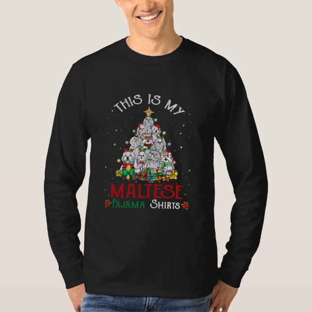 Camiseta Navidades Pajama Shirt Divertido perro árbol malté (Anverso)
