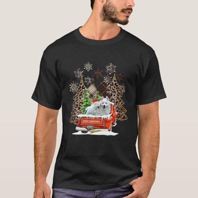 Camiseta Navidades Pajama Trees Plaid Leopard Family Samoye (Anverso)