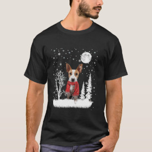 Camiseta Navidades Pajamas De Rat Terrier Under Moonlight