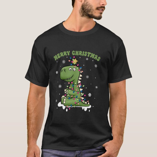 Camiseta Navidades Pajamas Tree Rex Dinosaur Funny Dino Chr (Anverso)