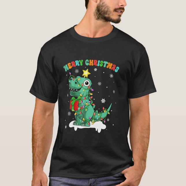 Camiseta Navidades Pajamas Tree Rex Dinosaur Funny Dino Chr (Anverso)