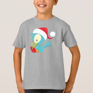 Camiseta Navidades Pájaros, Pájaros Cutos, Sombrero Santa, 