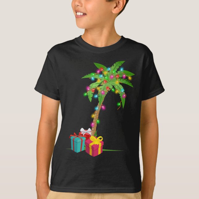 Camiseta Navidades Palm Tree Coconut Lights Beach Hawaii Xm (Anverso)
