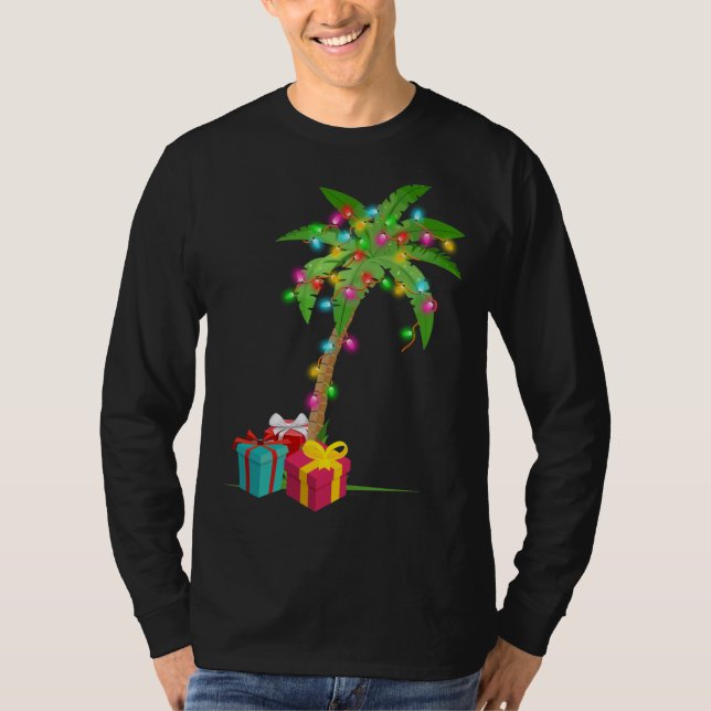 Camiseta Navidades Palm Tree Coconut Lights Beach Hawaii Xm (Anverso)
