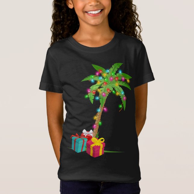 Camiseta Navidades Palm Tree Coconut Lights Beach Hawaii Xm (Anverso)