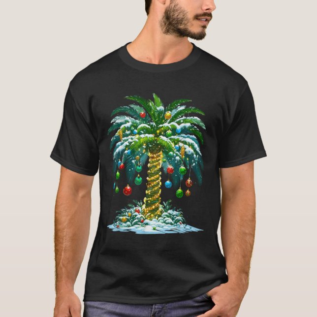Camiseta Navidades Palm Tree Trocal Hawai Xmas (Anverso)