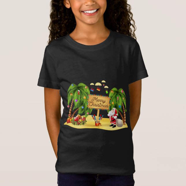 Camiseta Navidades Palm Tree Xmas Tropical Coconut Luces P (Anverso)