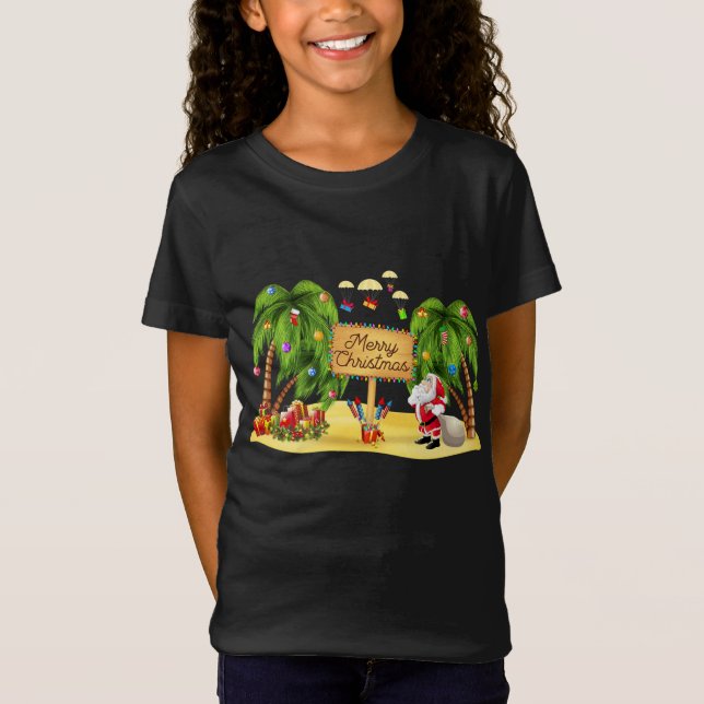 Camiseta Navidades Palm Tree Xmas Tropical Coconut Luces P (Anverso)