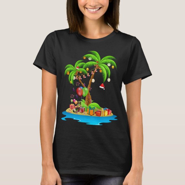 Camiseta Navidades Palm Tree Xmas Tropical Coconut Luces P (Anverso)