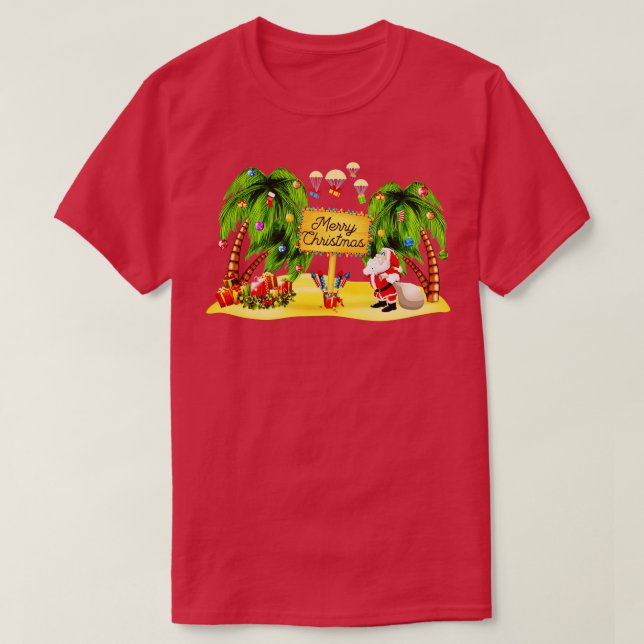Camiseta Navidades Palm Tree Xmas Tropical Coconut Luces P (Diseño del anverso)