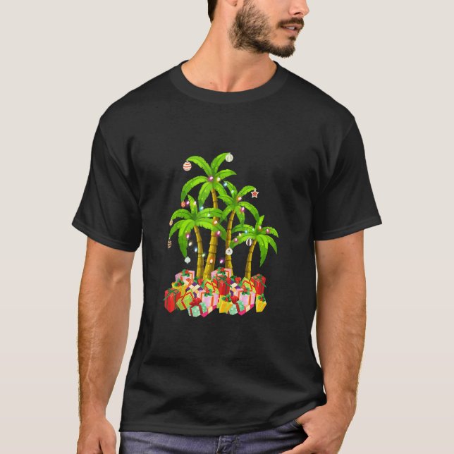 Camiseta Navidades Palm Tree Xmas Tropical Coconut Luces P (Anverso)
