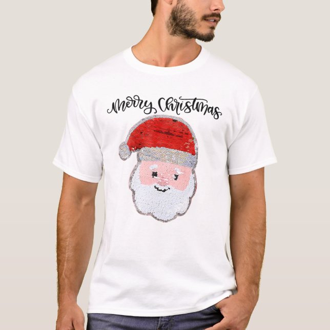 Camiseta Navidades Para Chicas Y Niños Flip Sequin Santa (Anverso)