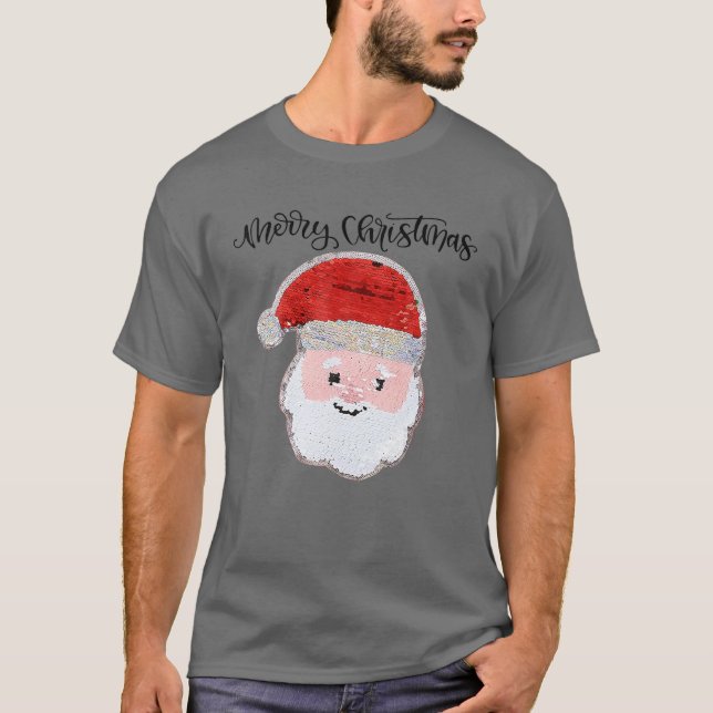Camiseta Navidades Para Chicas Y Niños Flip Sequin Santa (Anverso)