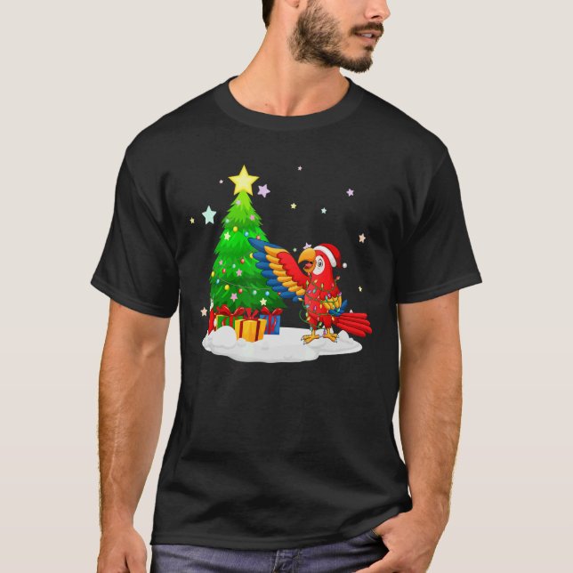 Camiseta Navidades para hombres mujeres niños Santa Macaw (Anverso)