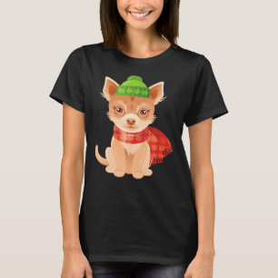 Camiseta Navidades Para Niños Cute Chihuahua Gorra De Invie