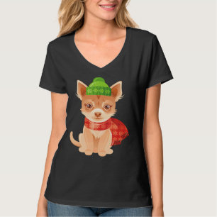 Camiseta Navidades Para Niños Cute Chihuahua Gorra De Invie