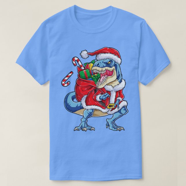 Camiseta Navidades para niños Dinosaur T rex Santa Gif (Diseño del anverso)