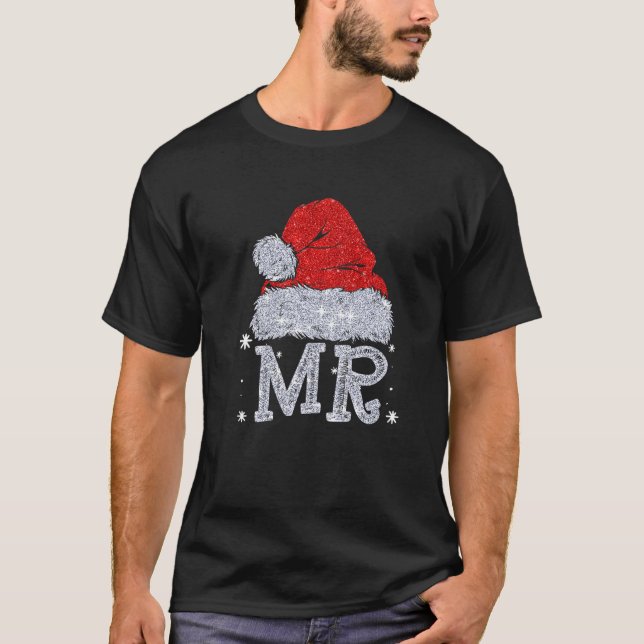 Camiseta Navidades Pareja Coincidiendo Sr. y Sra. Santa Hat (Anverso)