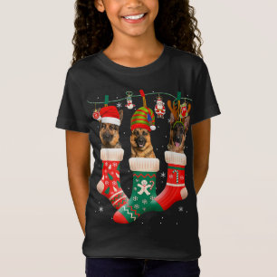 Camiseta Navidades Pastor Alemán Sock Xmas Reindeer Santa