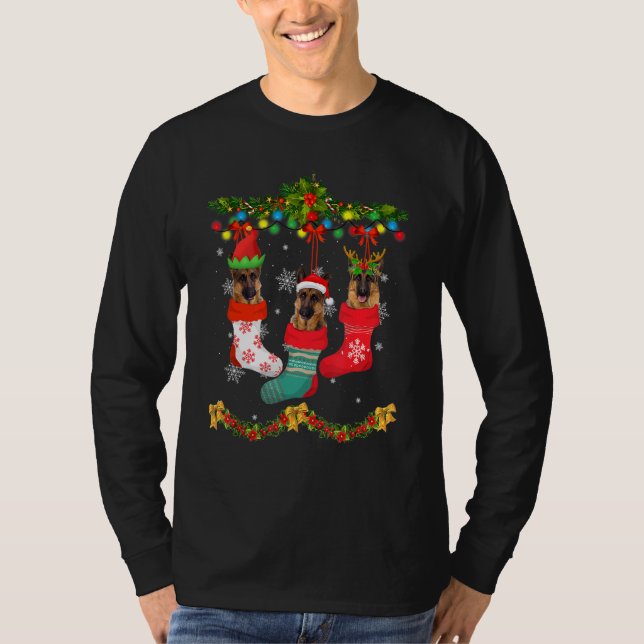 Camiseta Navidades Pastor Alemán Sock Xmas Reindeer Santa (Anverso)
