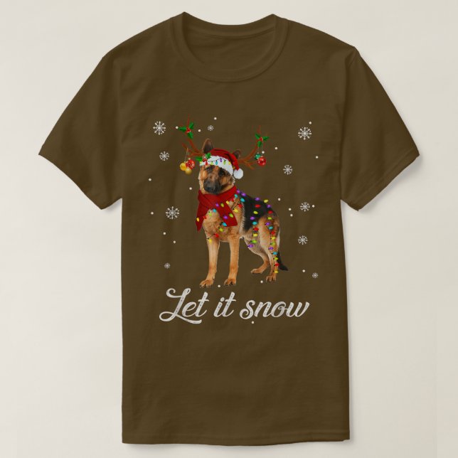 Camiseta Navidades pastores alemanes dejan que nieve  (Diseño del anverso)