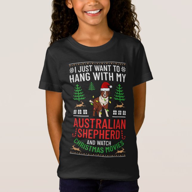 Camiseta Navidades Pastores Australianos Perro cachorro Nav (Anverso)