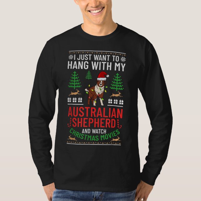 Camiseta Navidades Pastores Australianos Perro cachorro Nav (Anverso)