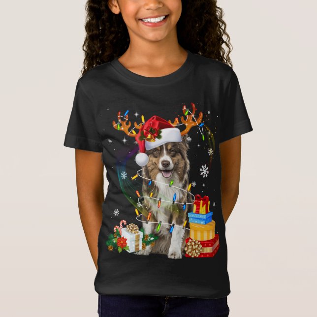 Camiseta Navidades Pastores Australianos Perros Ricos Graci (Anverso)