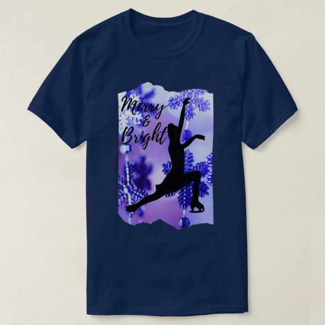 Camiseta Navidades Patinaje sobre hielo Merry y nieve púrpu (Diseño del anverso)