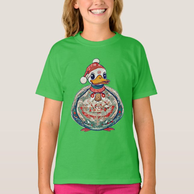 Camiseta Navidades Pato Folklórico Con Sombrero Santa (Anverso)