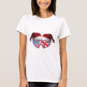 Camiseta Navidades Patriotic UK USA Hearts