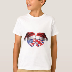 Camiseta Navidades Patriotic UK USA Hearts
