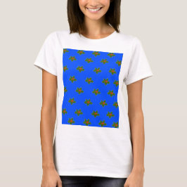 Camiseta Navidades Patrón decorativo Holly en azul