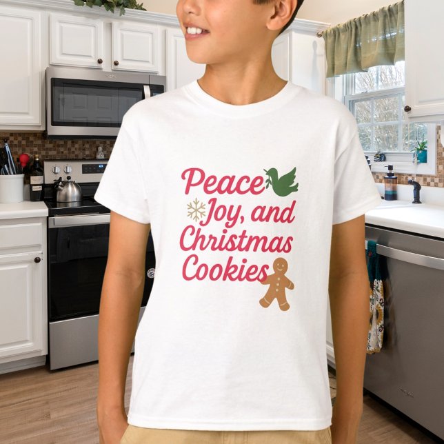 Camiseta Navidades paz alegría galletas cita rojo (Subido por el creador)