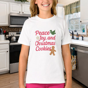 Camiseta Navidades paz alegría galletas cita rojo