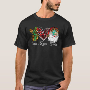 Camiseta Navidades Paz Amar a Santa Leopard Buffalo Plaid X
