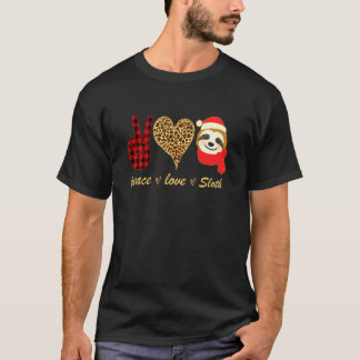 Camiseta Navidades Paz Amor Leopard Heeart Xmas Sloth